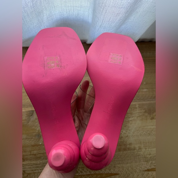 CULT GAIA Vita Vinyl Stacked Heel Mules In Blossom Pink Size 39 New - Picture 9 of 11